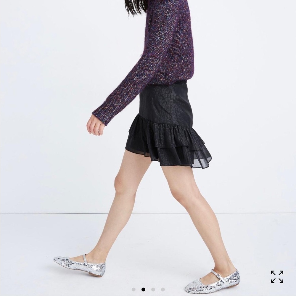 Madewell Black Ruffled Skater Mini Skirt - Picture 4 of 6